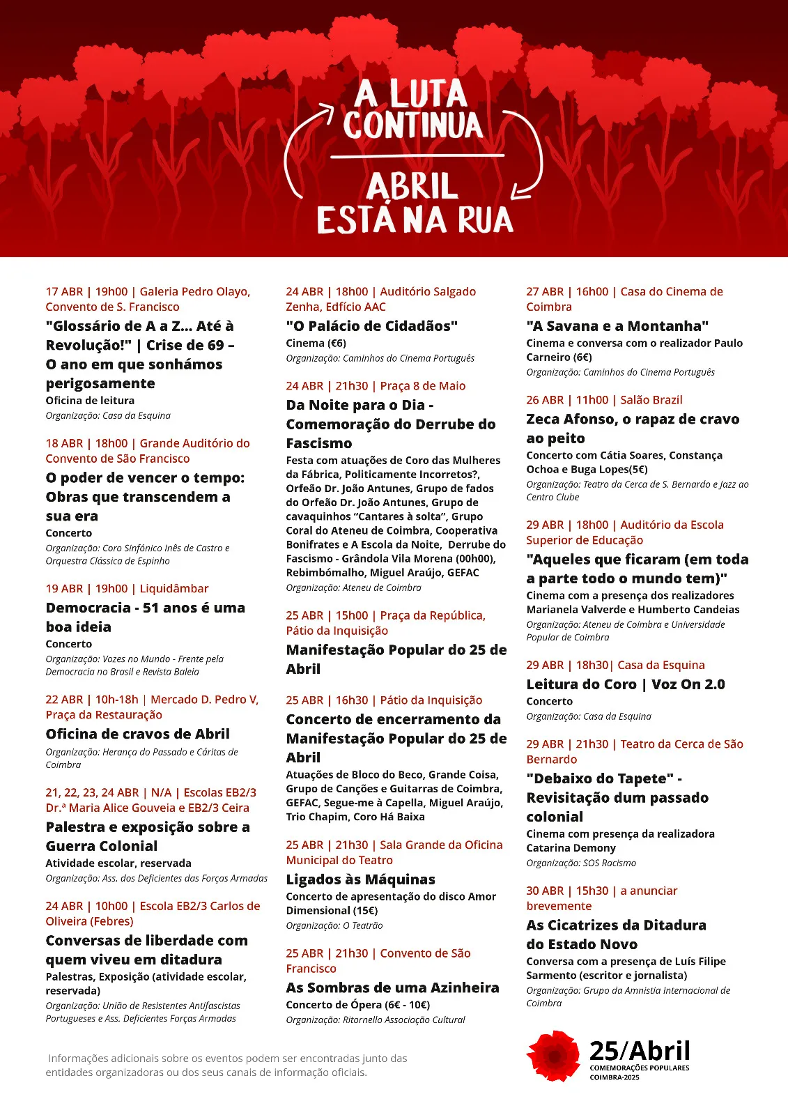 Comemorações 25 de Abril de Coimbra 2025