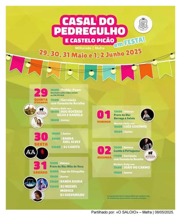 Festas de Casal do Pedregulho 2025 em Milharado