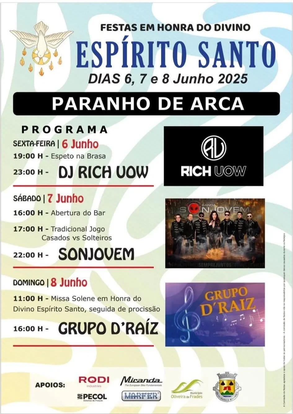 Festas do Espirito Santo 2025 em Paranho de Arca