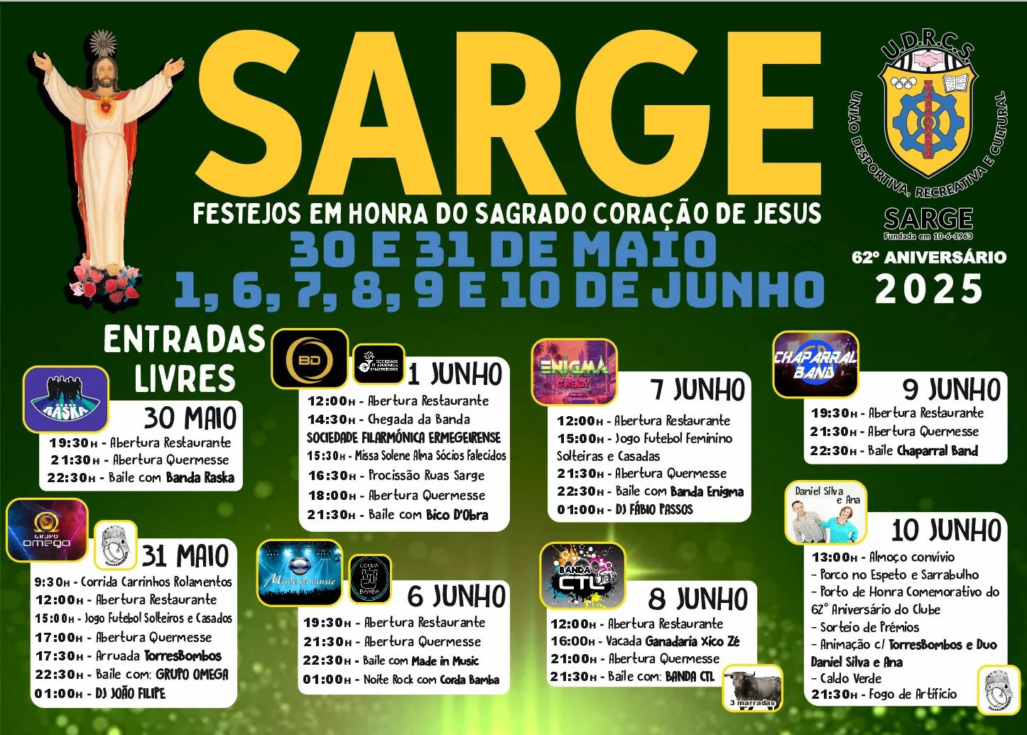 Festas do Sagrado Coração de Jesus 2025 em Sarge