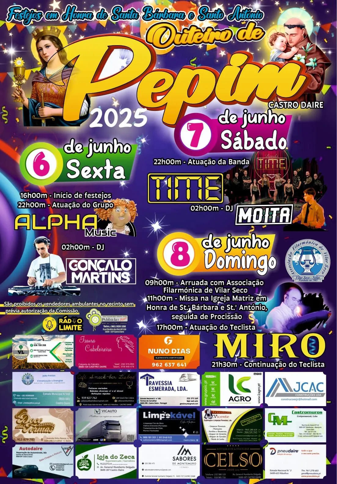 Festas de Santa Bárbara 2025 em Outeiro de Pepim