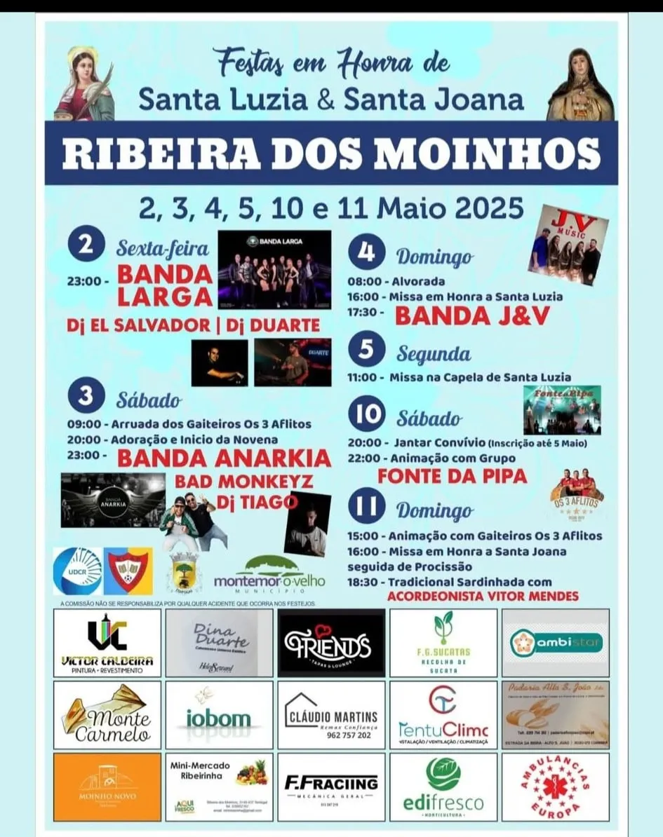 Festas de Santa Luzia 2025 em Ribeira dos Moinhos