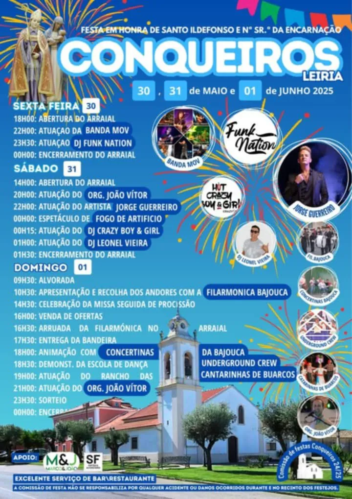 Festas de Santo Ildefonso 2025 em Conqueiros