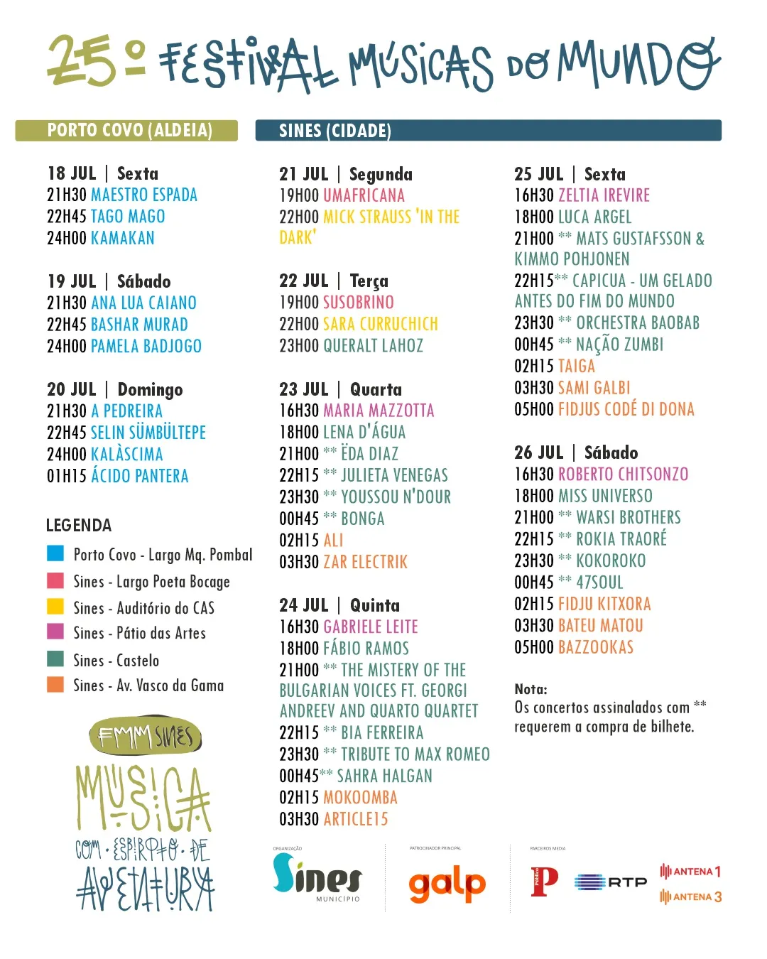 Festival Músicas do Mundo 2025 em Sines